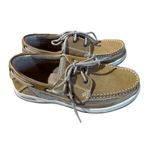 Margaritaville Angler Men's Size 9.5 Brown Leather Outdoor Boat Loafers Shoes